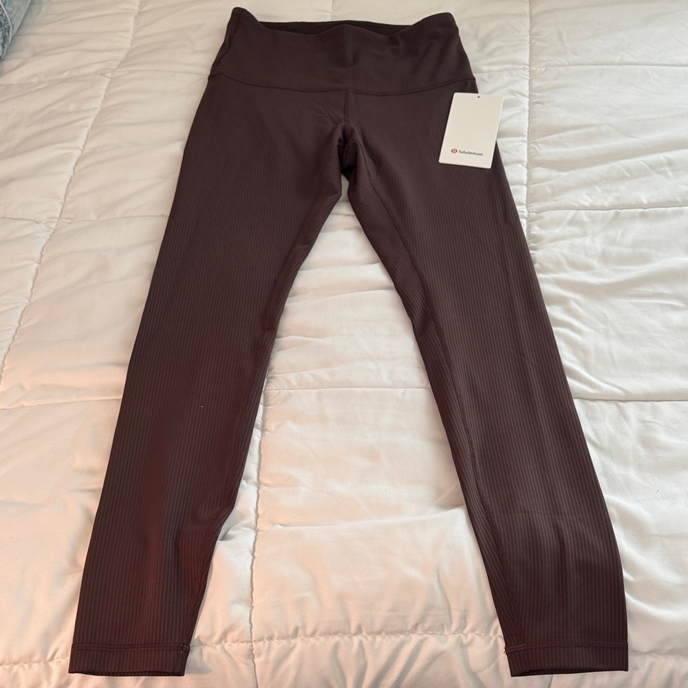 NWT Lululemon Espresso (ESPR) Wunder Train Ribbed HR Tight 28”